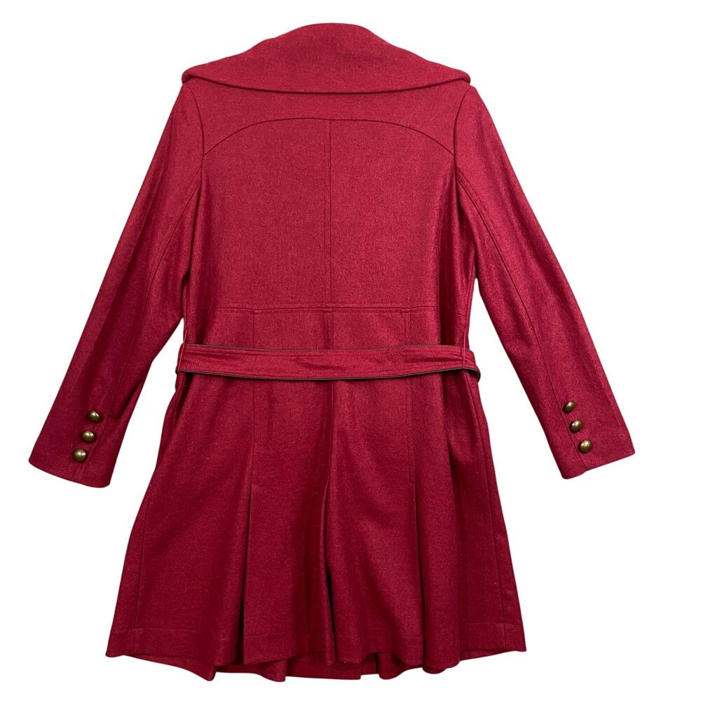 Soft Surroundings Red Wool Blend Double Breasted Dress Coat Women's Size PM - Picture 2 of 7